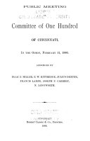 Public Meeting of Committee of One Hundred of Cincinnati, in the Odeon, February 11, 1886