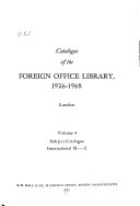 Catalogue of the Foreign Office Library  1926 1968  Subject catalogue