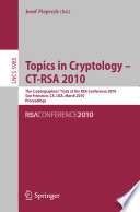 Topics in Cryptology   CT RSA 2010 Book