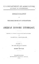 Bibliography of the More Important Contributions to American Economic Entomology