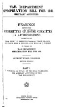War Department Appropriation Bill for 1931