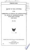 Summary of Activities of the Committee on Science and Astronautics, U.S. House of Representatives