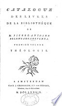 Catalogue des livres de la bibliothèque de M. Pierre Antoine Bolongaro-Crevenna