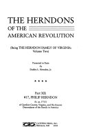 The Herndons of the American Revolution: #17, Philip Herndon (b. ca. 1715) of Caroline County, Virginia, and his known descendants of the family in America