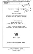 Issues in Welfare Administration: Handler, J. F. and others. Intergovernmental relationships