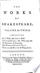 The Works of Shakespeare: in Eight Volumes