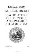 Lineage Book of the National Society of Daughters of Founders and Patriots of America Book