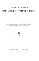The British Museum Catalogue of Printed Books, 1881-1900: Lockelvitz to Lzheupovanie