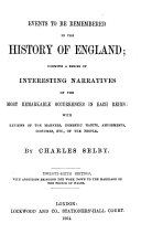 Events to be remembered in the history of England
