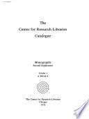 The Center for Research Libraries Catalogue: Monographs