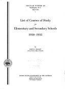 List of Courses of Study for Elementary and Secondary Schools, 1930-1935