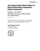 Joint Egypt/United States Report on Egypt/United States Cooperative Energy Assessment