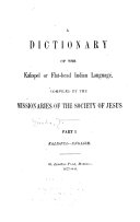 A Dictionary of the Kalispel Or Flat-head Indian Language