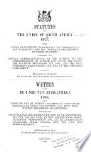 Statutes Of The Union Of South Africa 1910 