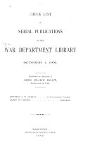 Three Finding Lists Issued by the War Department Library