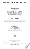 Hearings  Reports and Prints of the Senate Committee on Finance