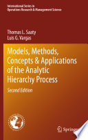 Models  Methods  Concepts   Applications of the Analytic Hierarchy Process