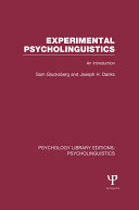 Experimental Psycholinguistics (PLE: Psycholinguistics) [Pdf/ePub] eBook