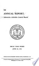 Annual Report   Subversive Activities Control Board Book