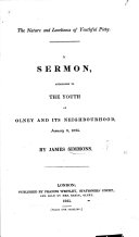 The Nature and Loveliness of Youthful Piety. A Sermon [on 1 Kings Xiv. 13] Addressed to the Youth of Olney, Etc