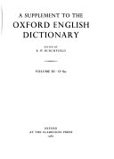 A Supplement to the Oxford English Dictionary Book