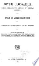 Novum glossarium latino-germanicum mediae et infimae aetatis