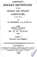 Rabenhorst s pocket dictionary of the German and English languages  in two parts  by  G   H  Noehden Book