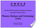 CMOSET Fall 2009 Plenary  Business and Technology Track Presentation Slides