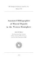 Annotated Bibliographies of Mineral Deposits in the Western Hemisphere Book John Drew Ridge