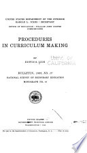 Procedure in Curriculum Making