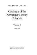 Catalogue of the Newspaper Library  Colindale