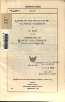 Report of the Securities and Exchange Commission on S. 2054 ... May 25, 1956