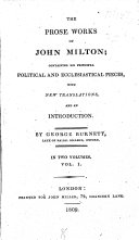 The Prose Works of John Milton ... by John Milton PDF