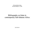 Bibliography On Islam In Contemporary Sub Saharan Africa