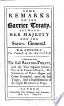 Some Remarks on the Barrier Treaty  Between Her Majesty and the States General