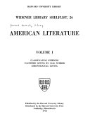 Widener Library Shelflist: American literature