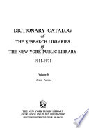 Dictionary Catalog of the Research Libraries of the New York Public Library, 1911-1971