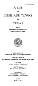 A List of Cities and Towns in Texas with Fire Protection and Fire Record Data