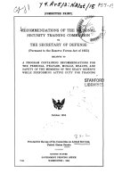 Recommendations of the National Security Training Commission to the Secretary of Defense. Oct. 1955