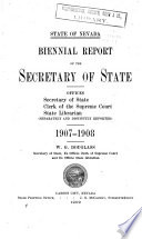 Biennial Report of the Secretary of State of the State of Nebraska to the Governor Book