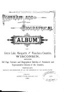 Portrait and Biographical Album of Green Lake, Marquette and Waushara Counties, Wisconsin