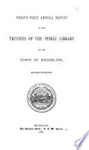 Annual Report Of The Trustees Of The Public Library Of The Town Of Brookline