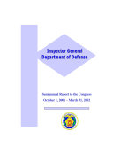 Inspector General, United States Department of Defense Semiannual Report to the Congress: October 1, 2001 - March 31, 2002