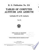 Tables of Computed Altitude and Azimuth     United States Navy Department  Hydrographic Office