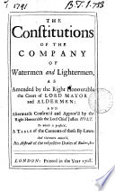 The Constitutions of the Company of Watermen and Lightermen Book PDF