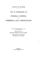 List of References on Federal Control of Commerce and Corporations