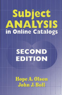 Subject Analysis in Online Catalogs