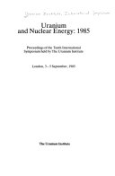 Uranium and Nuclear Energy  1985