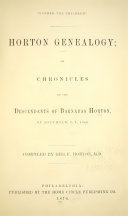 Horton genealogy; or, Chronicles of the descendants of Barnabas Horton, of Southold, L. I., 1640