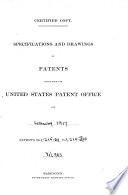 Specifications and Drawings of Patents Issued from the United States Patent Office for    